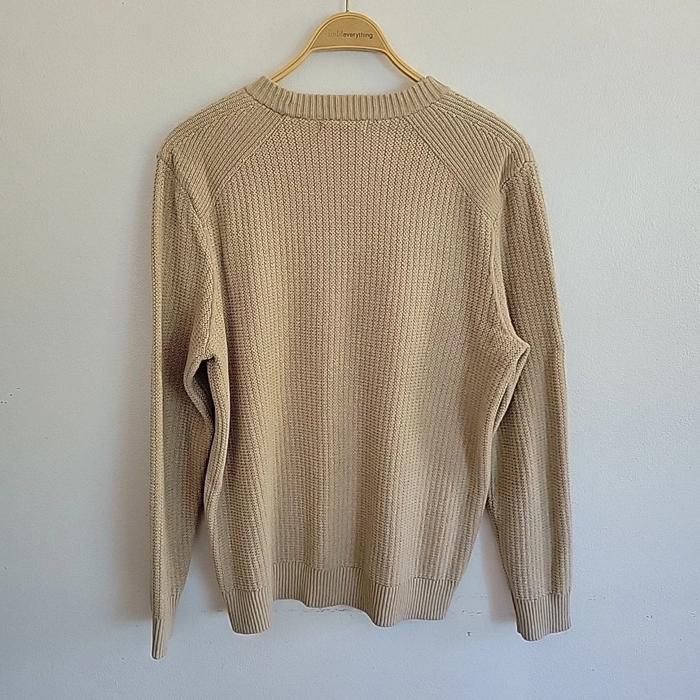 Banana Republic Cotton Knit Pullover‎ Sweater Large Tan Crewneck Minimalist